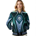 custom seattle mariners mesh chest teal crocs black varsity jacket best selling