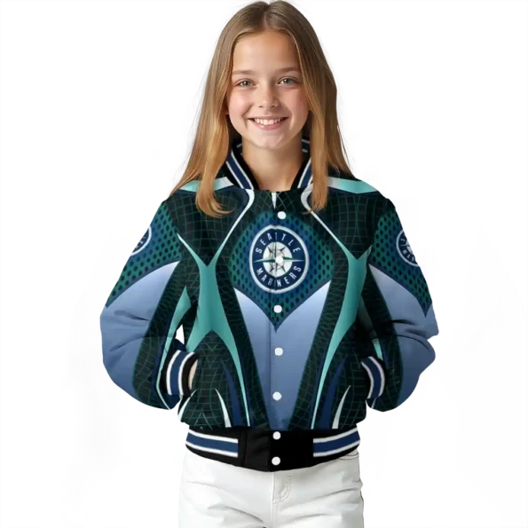 custom seattle mariners mesh chest teal crocs black varsity jacket top rated