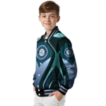 custom seattle mariners mesh chest teal crocs black varsity jacket best selling