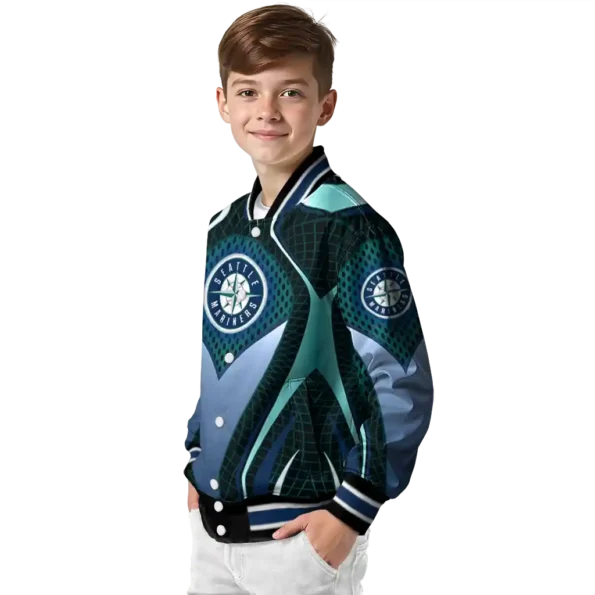custom seattle mariners mesh chest teal crocs black varsity jacket trendy