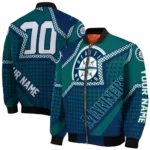 custom seattle mariners star burst navy blue bomber jacket best selling