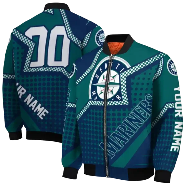 custom seattle mariners star burst navy blue bomber jacket fashion forward