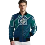 custom seattle mariners star burst navy blue bomber jacket best selling