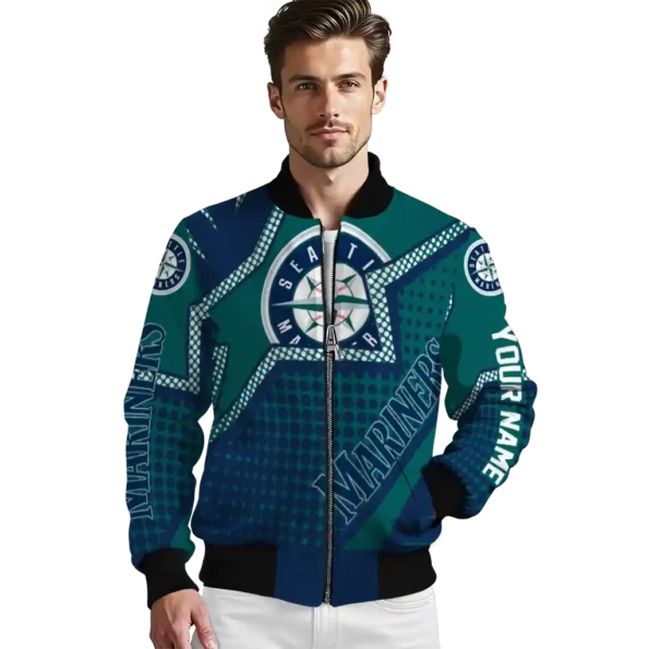 custom seattle mariners star burst navy blue bomber jacket high quality