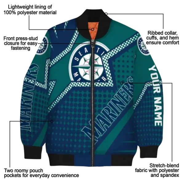 custom seattle mariners star burst navy blue bomber jacket new arrival