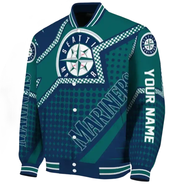 custom seattle mariners star burst navy blue varsity jacket best selling
