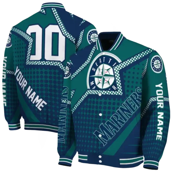 custom seattle mariners star burst navy blue varsity jacket fashion forward