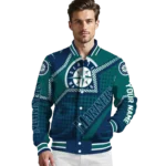 custom seattle mariners star burst navy blue varsity jacket best selling