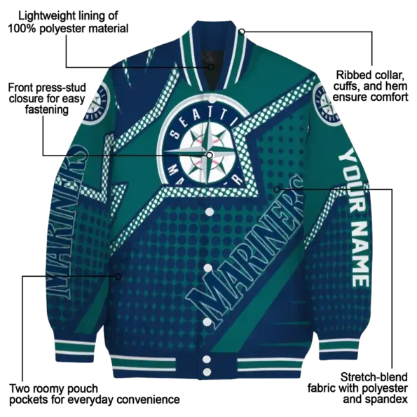 custom seattle mariners star burst navy blue varsity jacket new arrival