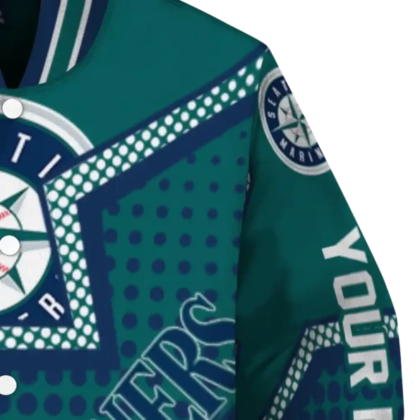 custom seattle mariners star burst navy blue varsity jacket premium grade