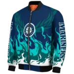 custom seattle mariners winged blaze navy blue white bomber jacket best selling