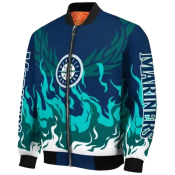 custom seattle mariners winged blaze navy blue white bomber jacket best selling