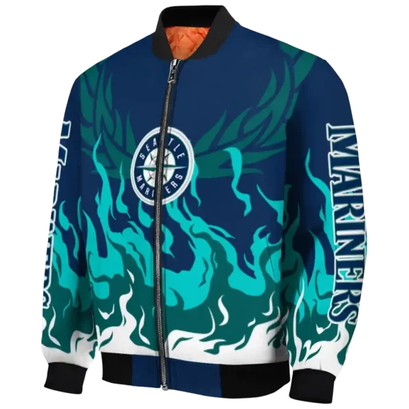 custom seattle mariners winged blaze navy blue white bomber jacket best selling