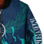 custom seattle mariners winged blaze navy blue white bomber jacket best selling