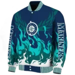 custom seattle mariners winged blaze navy blue white varsity jacket best selling