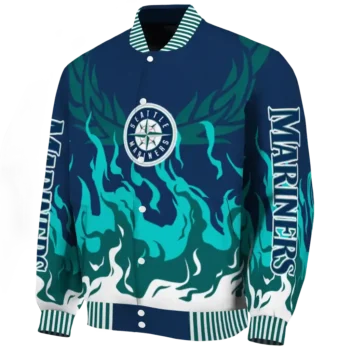 custom seattle mariners winged blaze navy blue white varsity jacket best selling