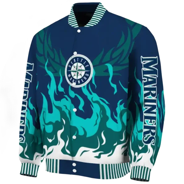 custom seattle mariners winged blaze navy blue white varsity jacket best selling