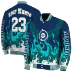 custom seattle mariners winged blaze navy blue white varsity jacket best selling