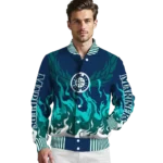 custom seattle mariners winged blaze navy blue white varsity jacket best selling