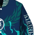 custom seattle mariners winged blaze navy blue white varsity jacket best selling