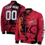 custom st louis cardinals hexagon cluster red black bomber jacket best selling