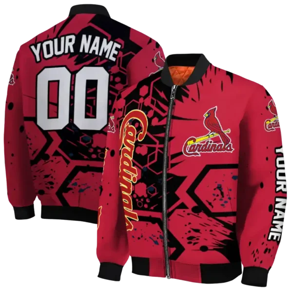 custom st louis cardinals hexagon cluster red black bomber jacket fashion forward