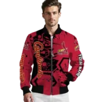custom st louis cardinals hexagon cluster red black bomber jacket best selling