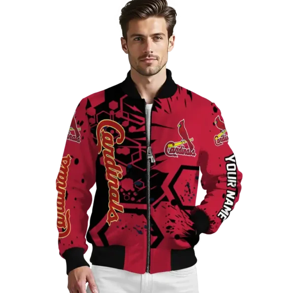 custom st louis cardinals hexagon cluster red black bomber jacket high quality