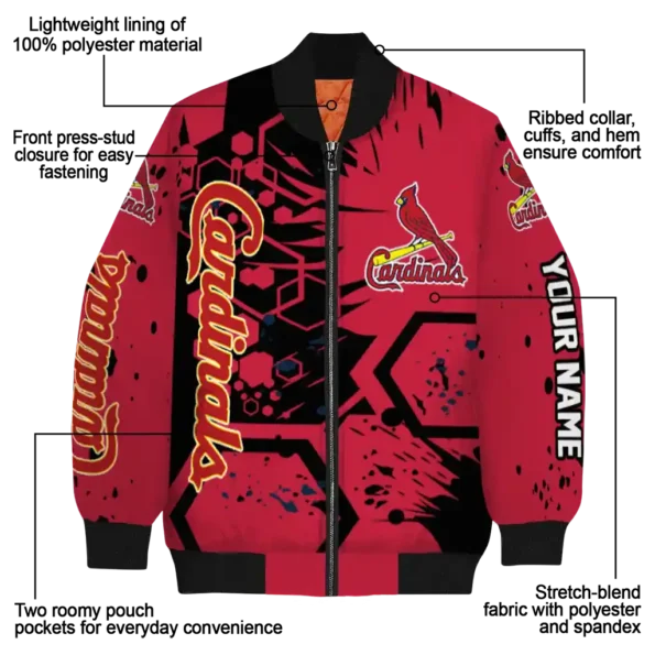 custom st louis cardinals hexagon cluster red black bomber jacket new arrival