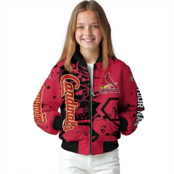 custom st louis cardinals hexagon cluster red black bomber jacket top rated