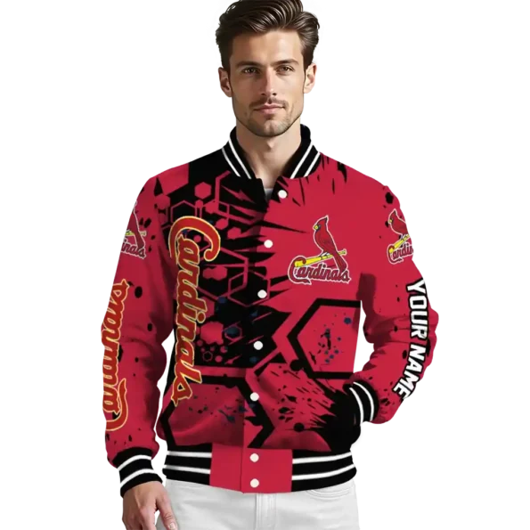 custom st louis cardinals hexagon cluster red black varsity jacket high quality