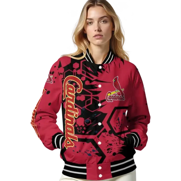 custom st louis cardinals hexagon cluster red black varsity jacket latest model