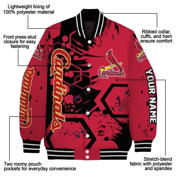 custom st louis cardinals hexagon cluster red black varsity jacket new arrival