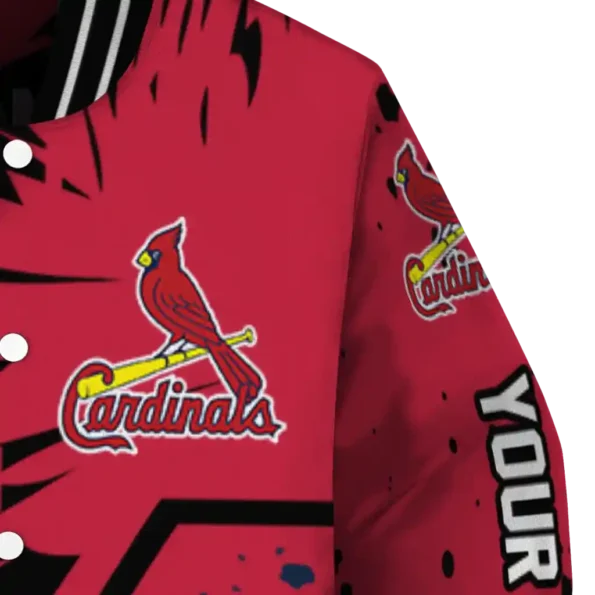 custom st louis cardinals hexagon cluster red black varsity jacket premium grade