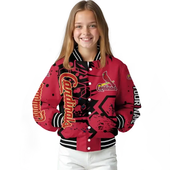 custom st louis cardinals hexagon cluster red black varsity jacket top rated