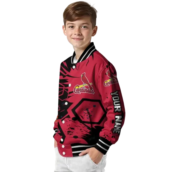custom st louis cardinals hexagon cluster red black varsity jacket trendy