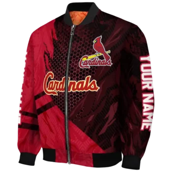 custom st louis cardinals hexagon mesh red black bomber jacket best selling