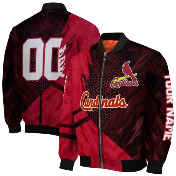 custom st louis cardinals hexagon mesh red black bomber jacket fashion forward