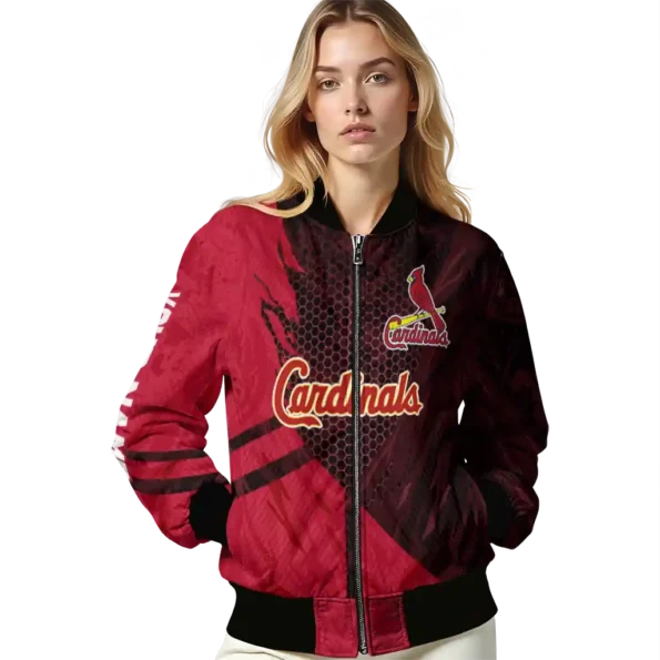 custom st louis cardinals hexagon mesh red black bomber jacket latest model