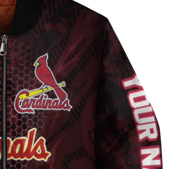 custom st louis cardinals hexagon mesh red black bomber jacket premium grade