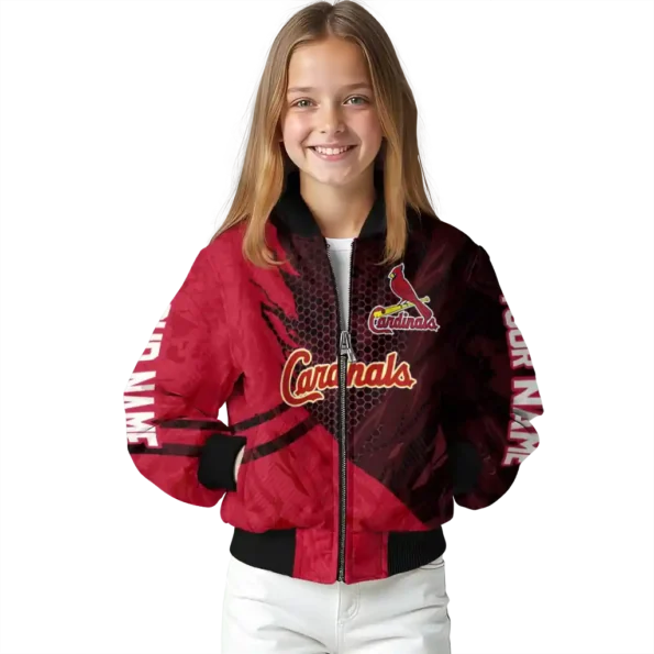 custom st louis cardinals hexagon mesh red black bomber jacket top rated