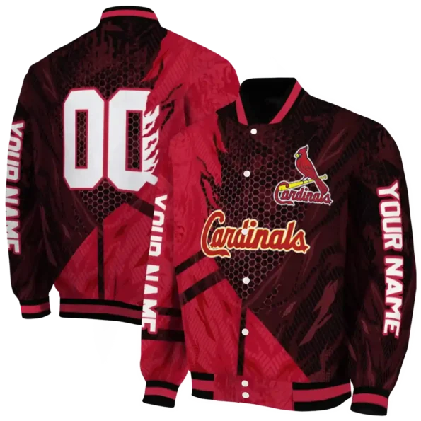 custom st louis cardinals hexagon mesh red black varsity jacket fashion forward