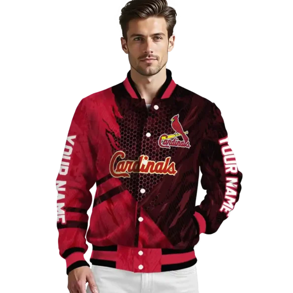 custom st louis cardinals hexagon mesh red black varsity jacket high quality