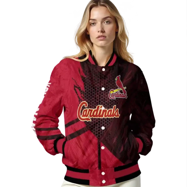 custom st louis cardinals hexagon mesh red black varsity jacket latest model