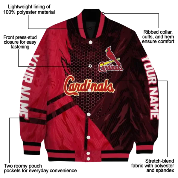 custom st louis cardinals hexagon mesh red black varsity jacket new arrival