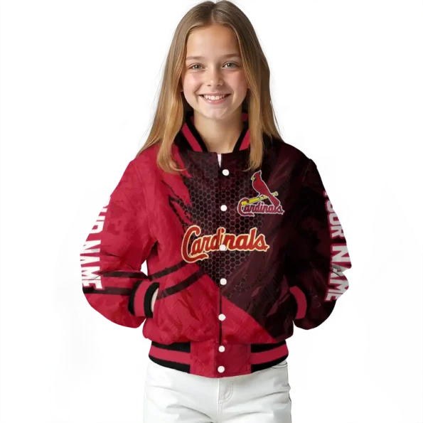 custom st louis cardinals hexagon mesh red black varsity jacket top rated