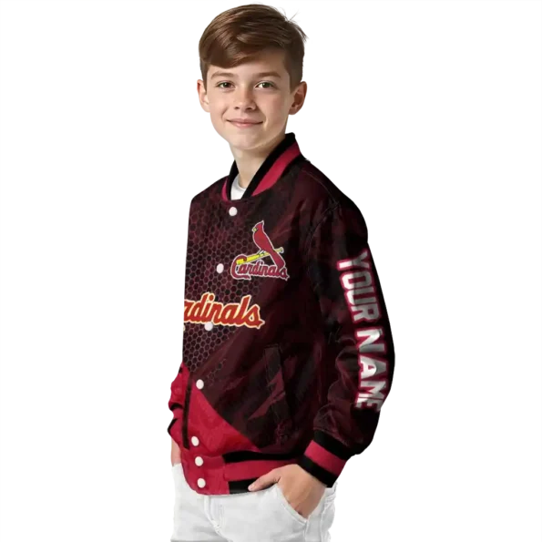 custom st louis cardinals hexagon mesh red black varsity jacket trendy