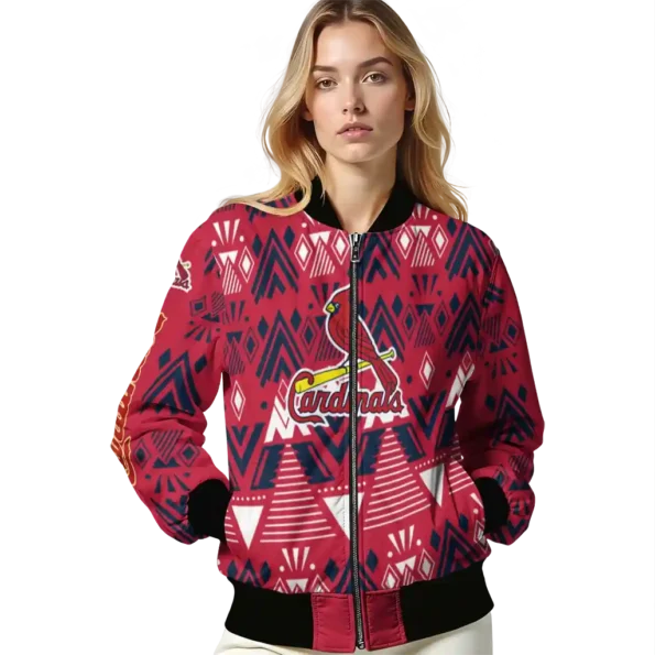 custom st louis cardinals pyramid shapes red bomber jacket latest model