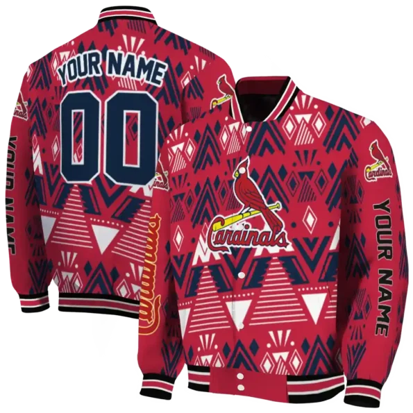 custom st louis cardinals pyramid shapes red varsity jacket fashion forward