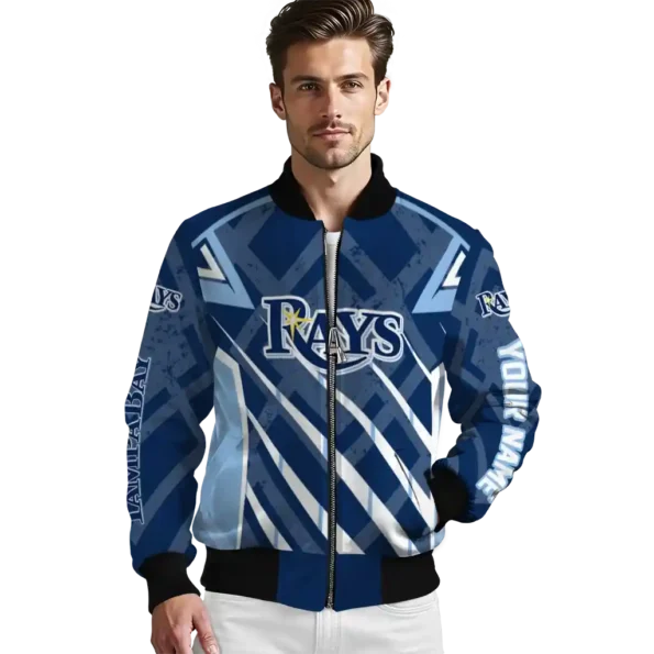 custom tampa bay rays chevron angles navy bomber jacket high quality